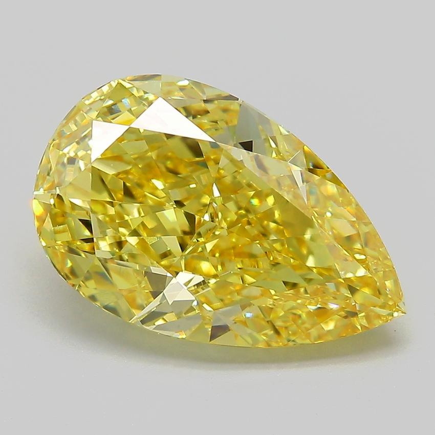 6.01 Ct. Fancy Vivid  Yellow Pear Lab Grown Diamond