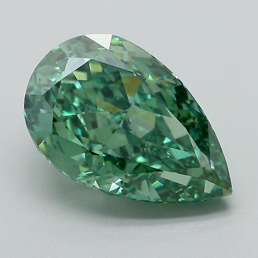 4.59 Ct. Fancy Vivid Green Pear Lab Grown Diamond