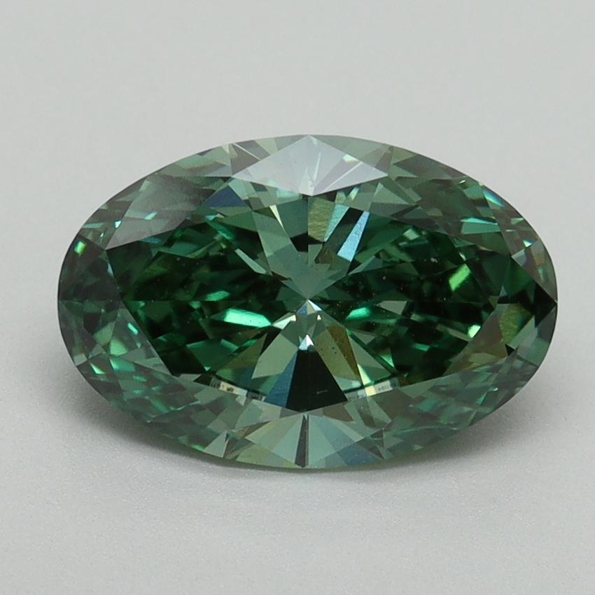 2.17 Ct. Fancy Vivid Green Oval Lab Grown Diamond