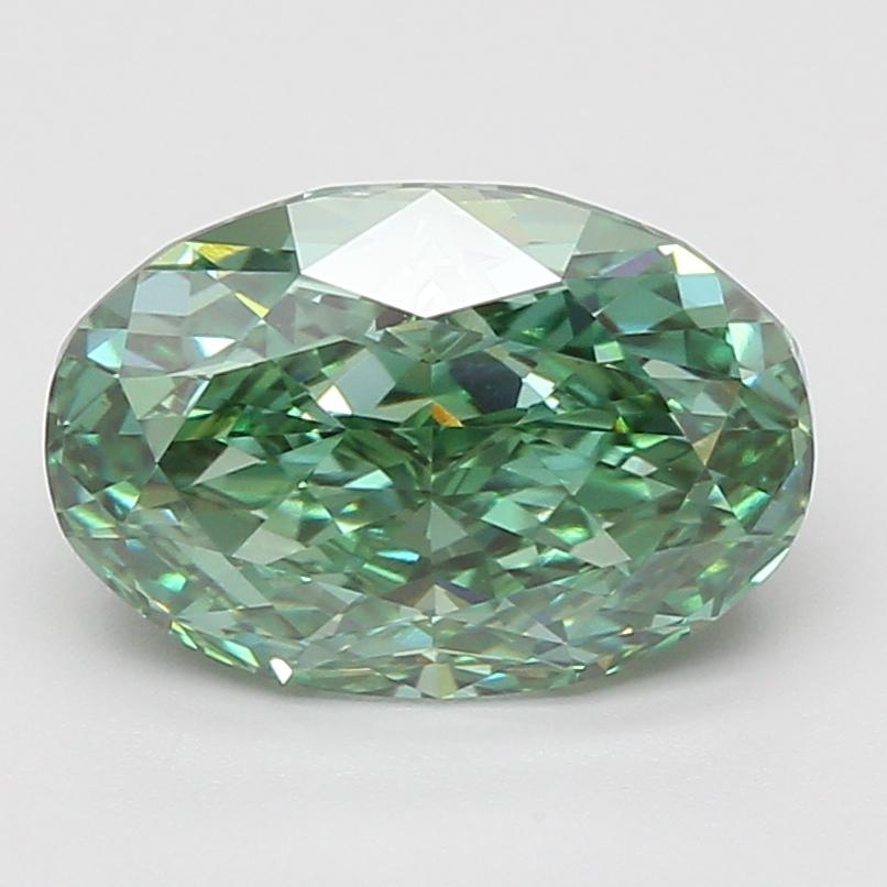 4.09 Ct. Fancy Vivid Green Oval Lab Grown Diamond