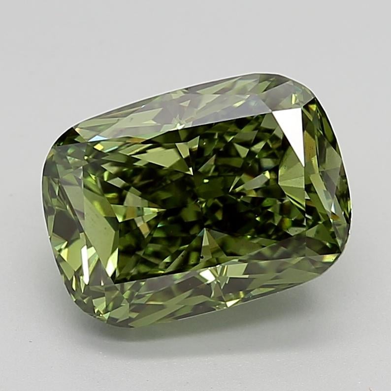 5.01 Ct. Fancy Vivid  Green Cushion Lab Grown Diamond