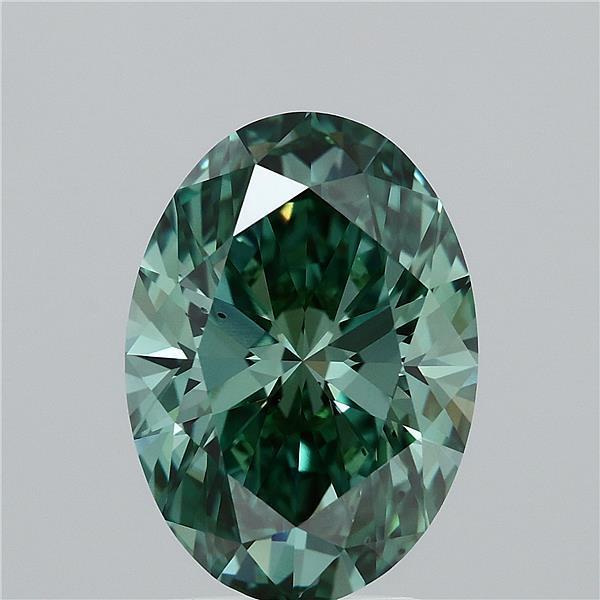 3.01 Ct. Fancy Vivid Green Oval Lab Grown Diamond