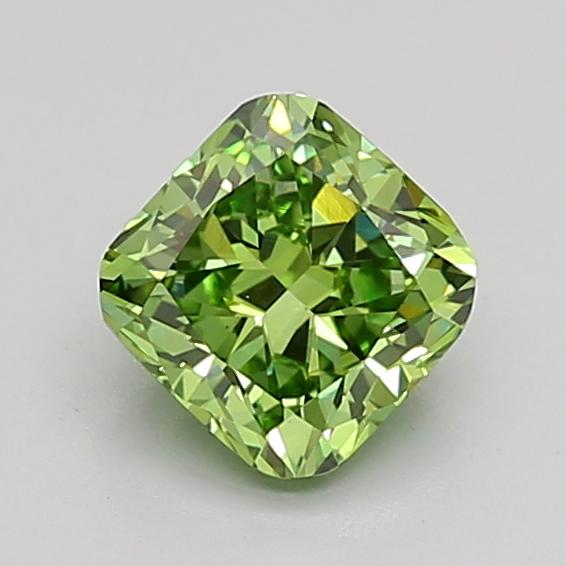 1.00 Ct. Fancy Vivid Green Cushion Lab Grown Diamond