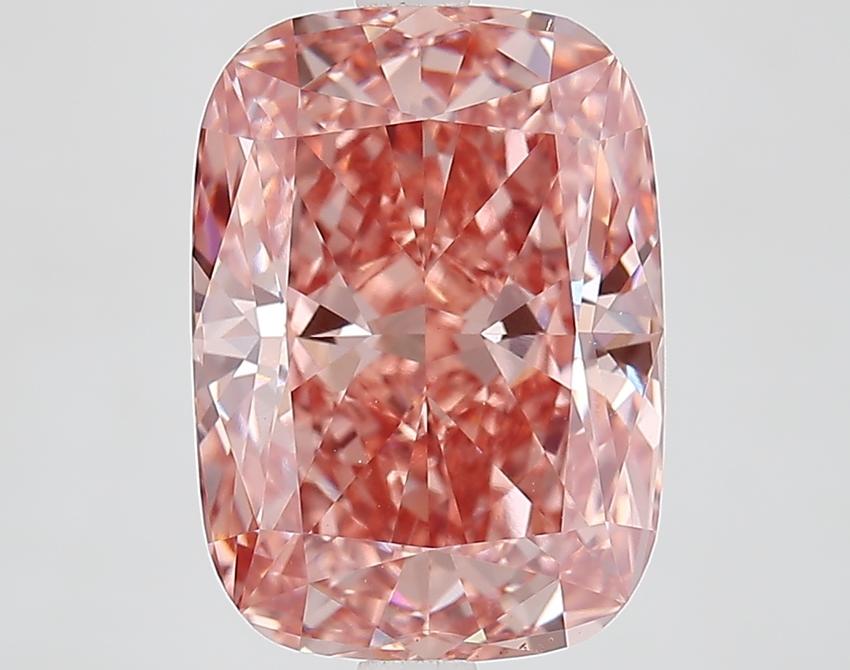 4.86 Ct. Fancy Vivid Brownish Pink Cushion Lab Grown Diamond