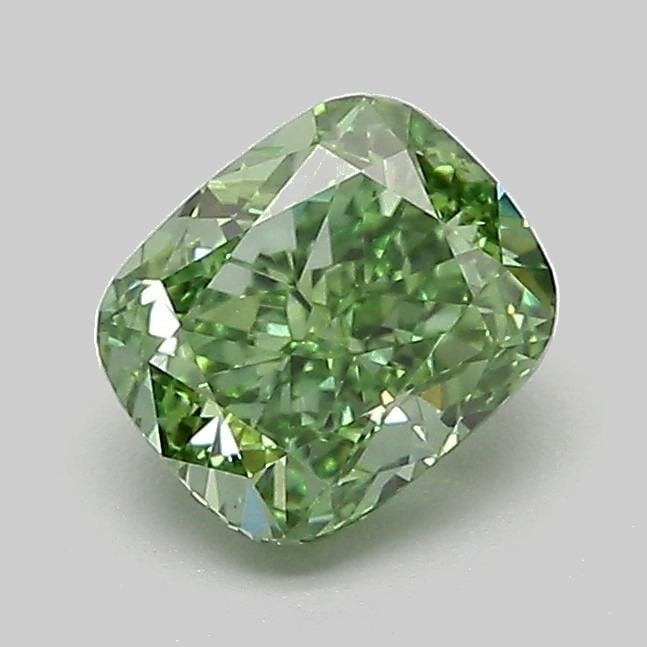 1.04 Ct. Fancy Vivid Green Cushion Lab Grown Diamond