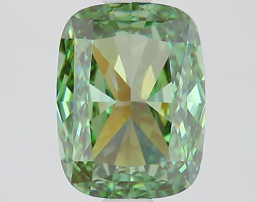 2.05 Ct. Fancy Vivid Green Cushion Lab Grown Diamond