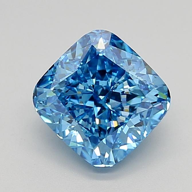 2.55 Ct. Fancy Vivid  Blue Cushion Lab Grown Diamond