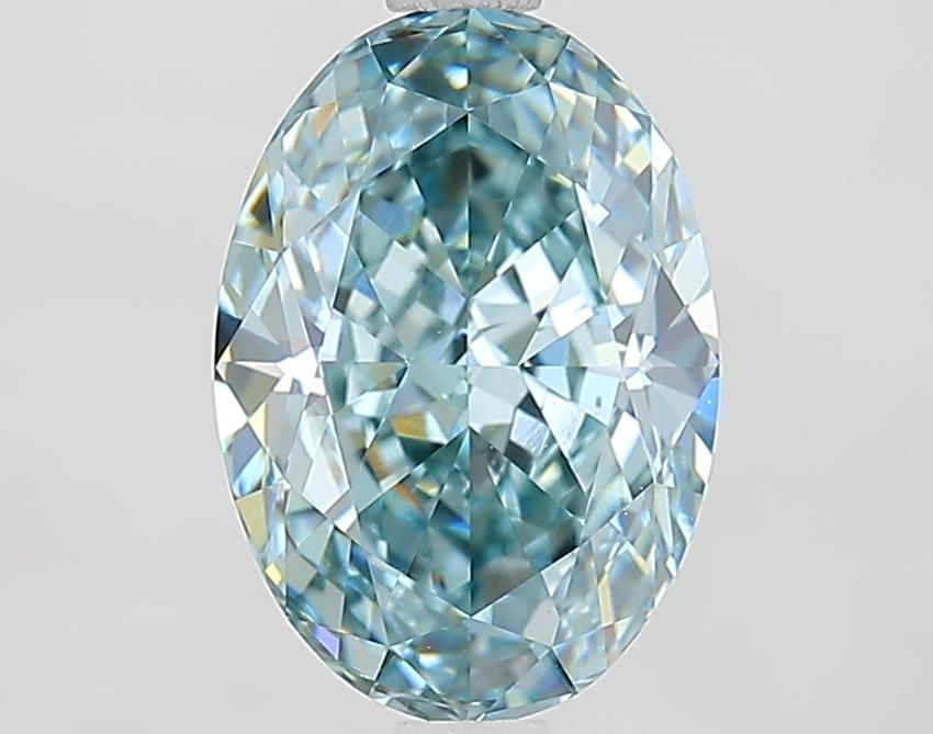 2.75 Ct. Fancy Intense Greenish Blue Oval Lab Grown Diamond