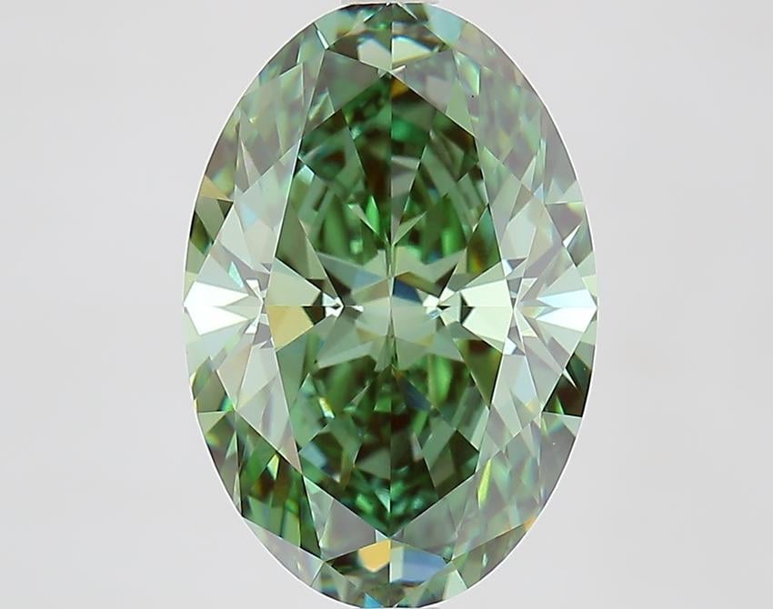 4.70 Ct. Fancy Vivid Green Oval Lab Grown Diamond