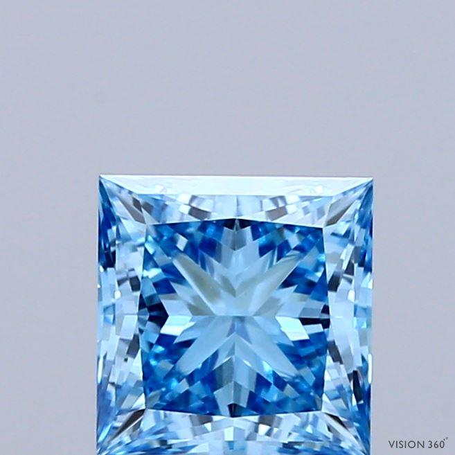 1.53 Ct. Fancy Vivid Blue Princess Lab Grown Diamond