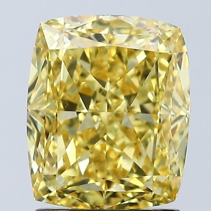 2.09 Ct. Fancy Vivid Yellow Cushion Lab Grown Diamond