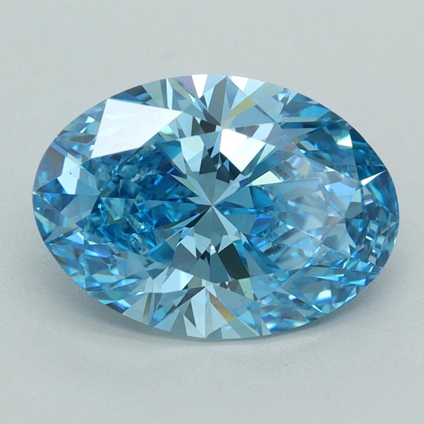 3.05 Ct. Fancy Vivid  Blue Oval Lab Grown Diamond