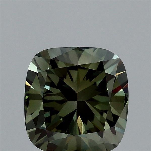 1.53 Ct. Fancy Vivid  Green Cushion Lab Grown Diamond