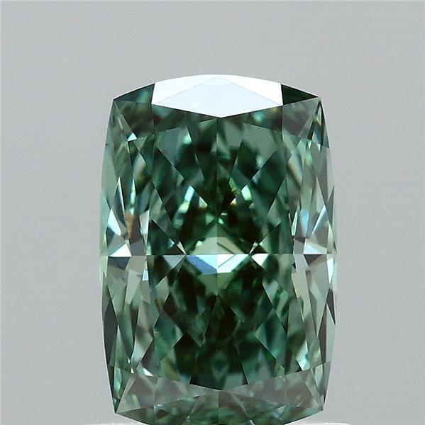1.02 Ct. Fancy Vivid  Green Cushion Lab Grown Diamond