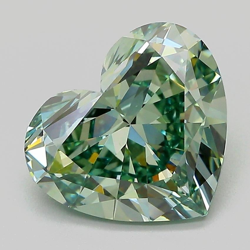 3.43 Ct. Fancy Vivid  Green Heart Lab Grown Diamond