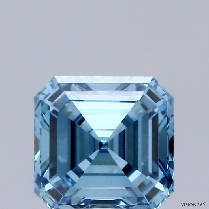 1.01 Ct. Fancy Vivid Blue Asscher Lab Grown Diamond