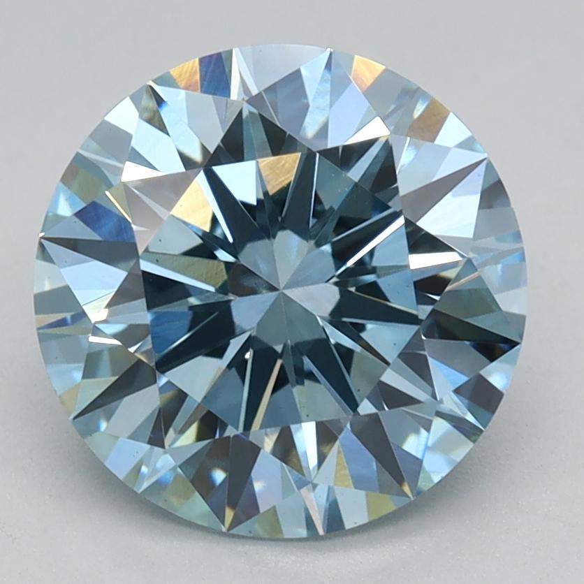 2.10 Ct. Fancy Vivid Blue Round Lab Grown Diamond