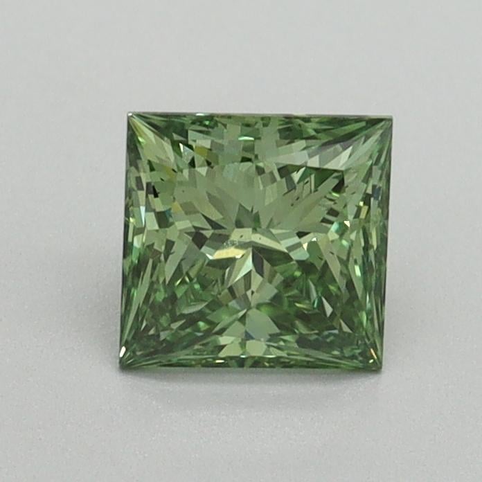 0.76 Ct. Fancy Vivid Green Princess Lab Grown Diamond