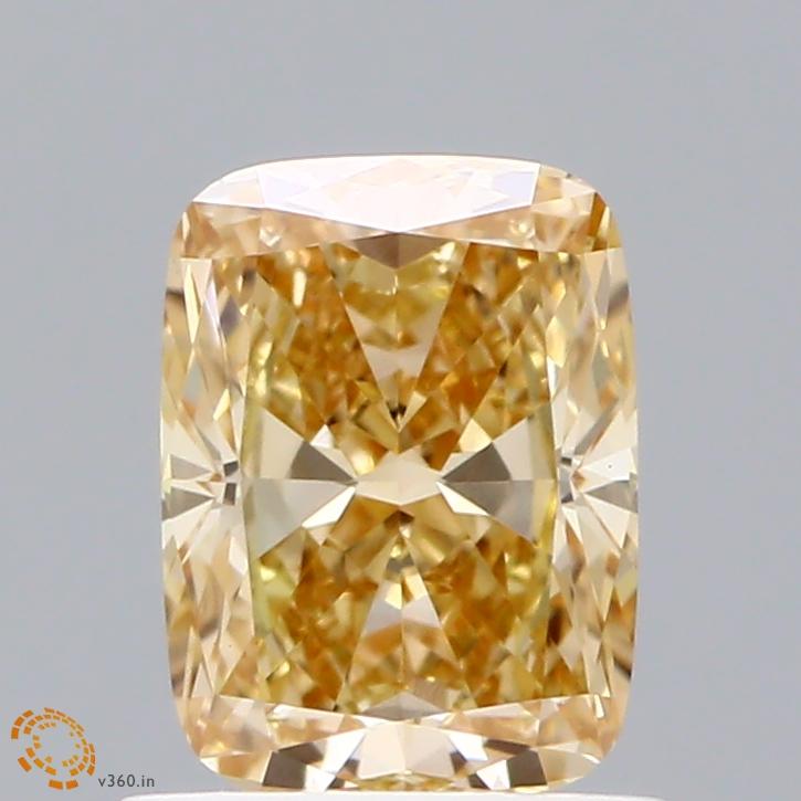 1.06 Ct. Fancy Orangy Yellow Cushion Lab Grown Diamond