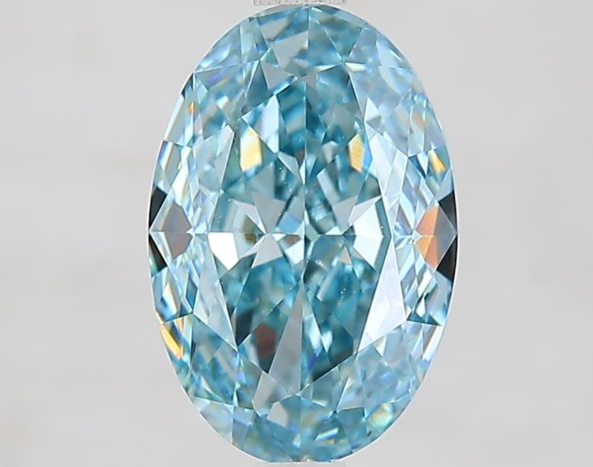 2.96 Ct. Fancy Vivid Greenish Blue Oval Lab Grown Diamond
