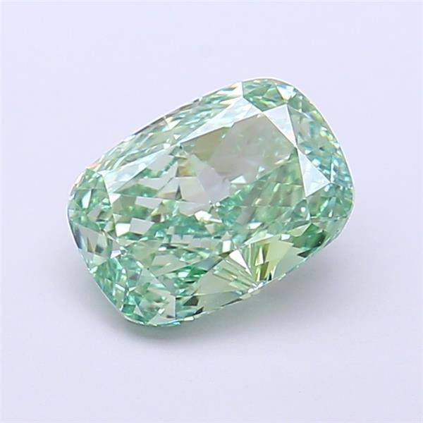 1.54 Ct. Fancy Vivid Green Cushion Lab Grown Diamond