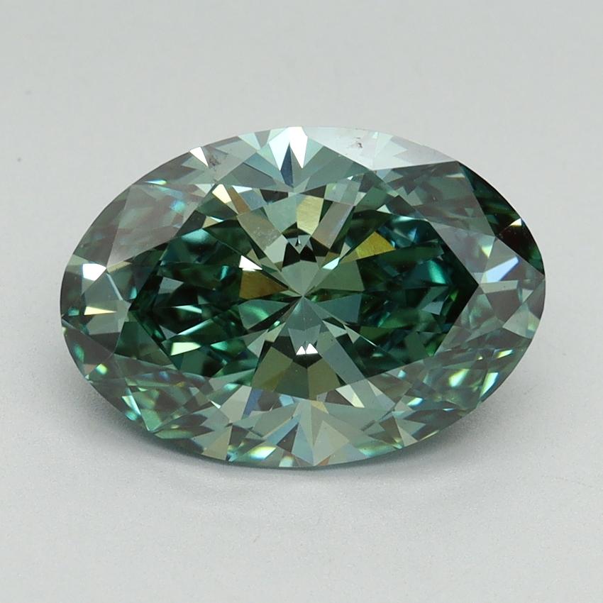 3.28 Ct. Fancy Vivid Green Oval Lab Grown Diamond