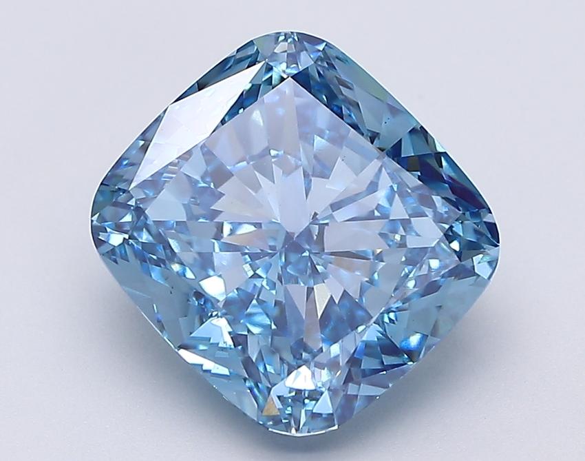 5.41 Ct. Fancy Vivid Blue Cushion Lab Grown Diamond