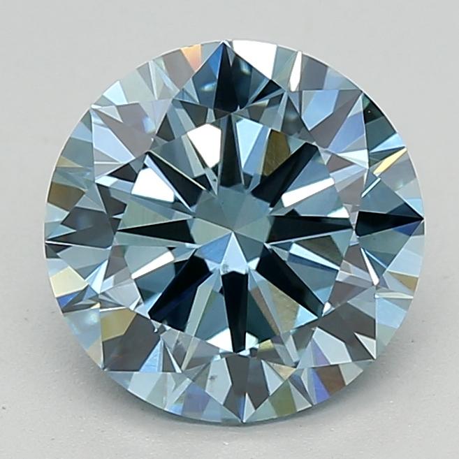 2.01 Ct. Fancy Vivid  Blue Round Lab Grown Diamond