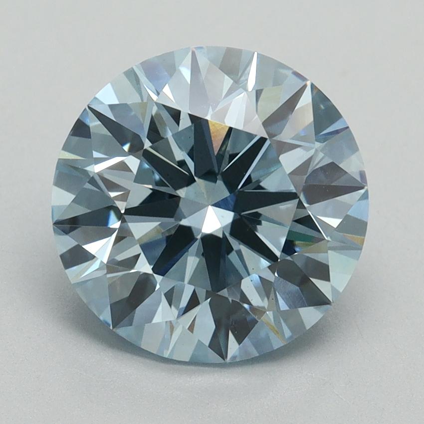 3.31 Ct. Fancy Vivid Blue Round Lab Grown Diamond