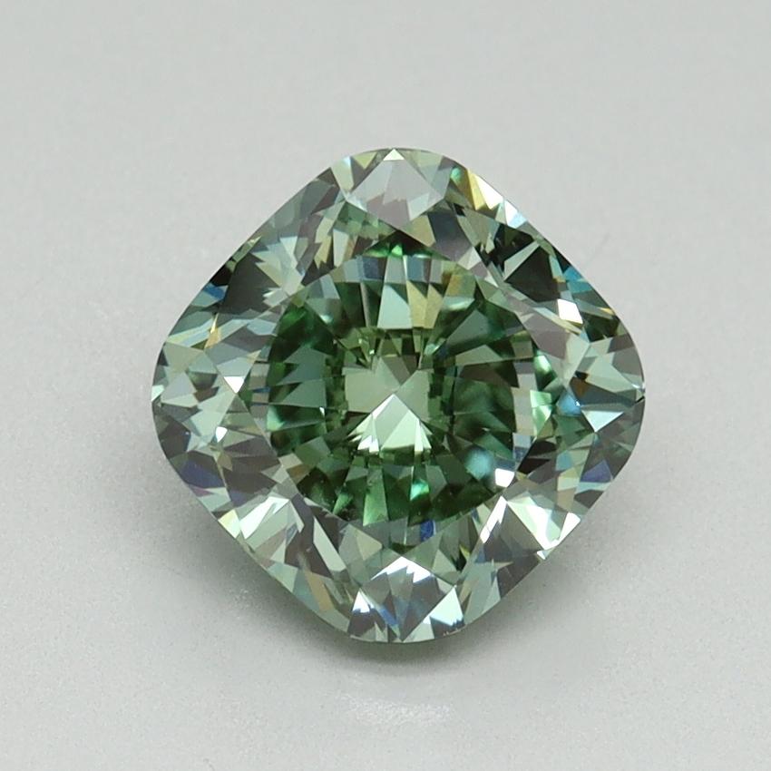 1.98 Ct. Fancy Vivid Green Cushion Lab Grown Diamond