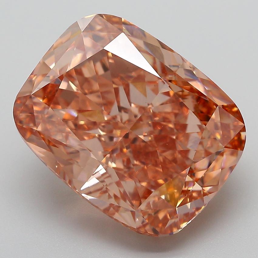 14.87 Ct. Fancy Vivid  Orange Cushion Lab Grown Diamond