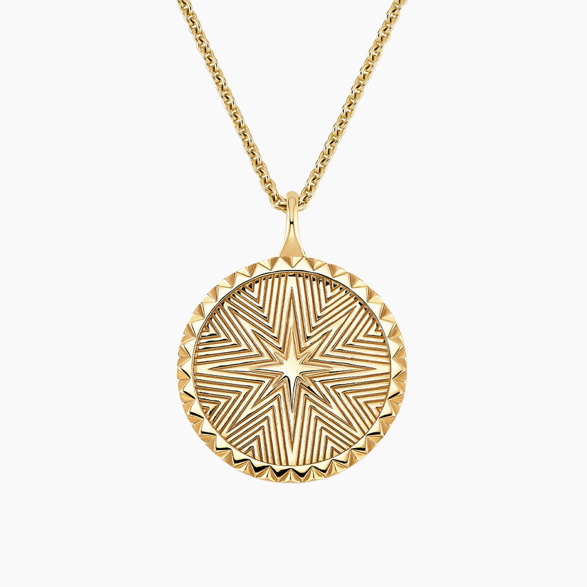 14K Yellow Gold Star Tourmaline Medallion Necklace