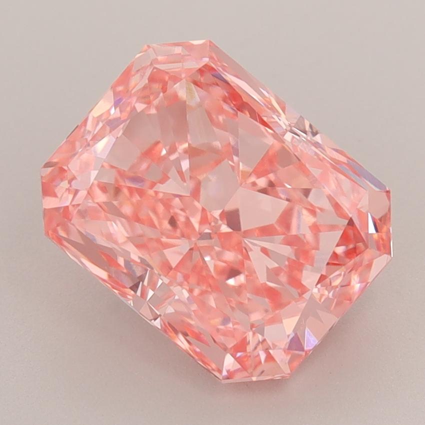 3.08 Ct. Fancy Vivid  Pink Radiant Lab Grown Diamond