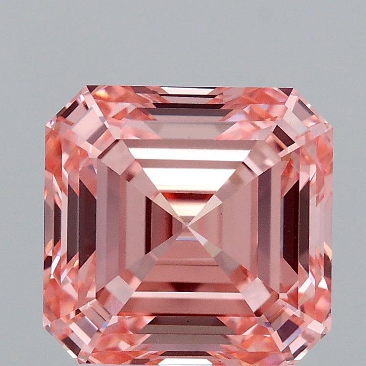 3.06 Ct. Fancy Vivid Pink Asscher Lab Grown Diamond
