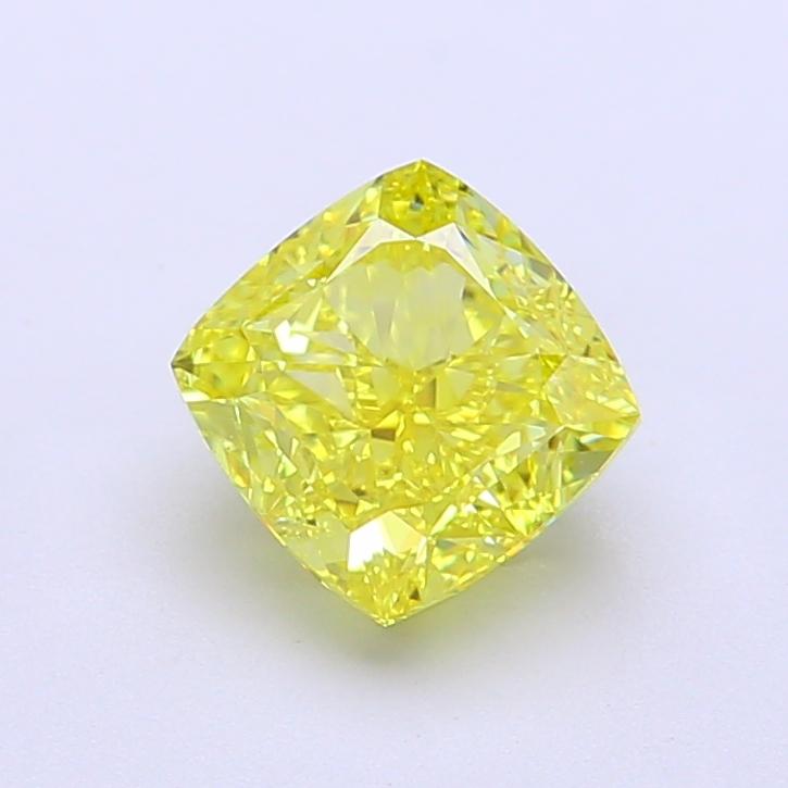 1.57 Ct. Fancy Vivid Yellow Cushion Lab Grown Diamond