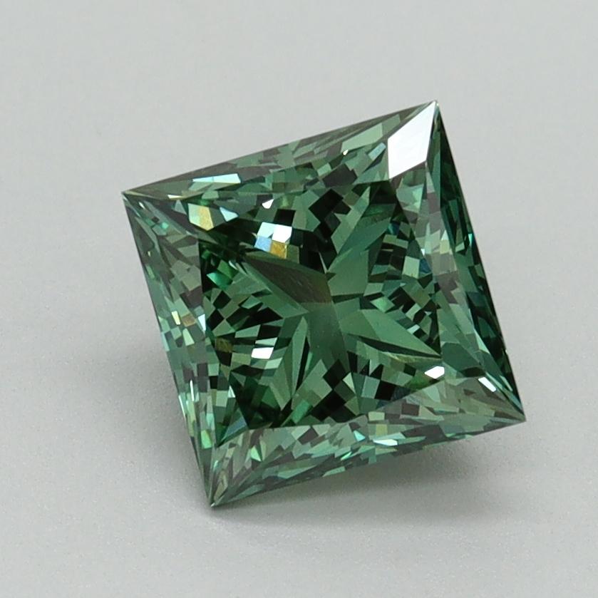 1.50 Ct. Fancy Vivid Green Princess Lab Grown Diamond