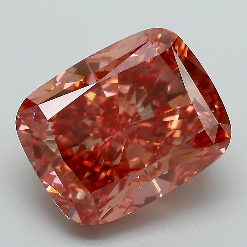 7.38 Ct. Fancy Vivid  Pink Cushion Lab Grown Diamond