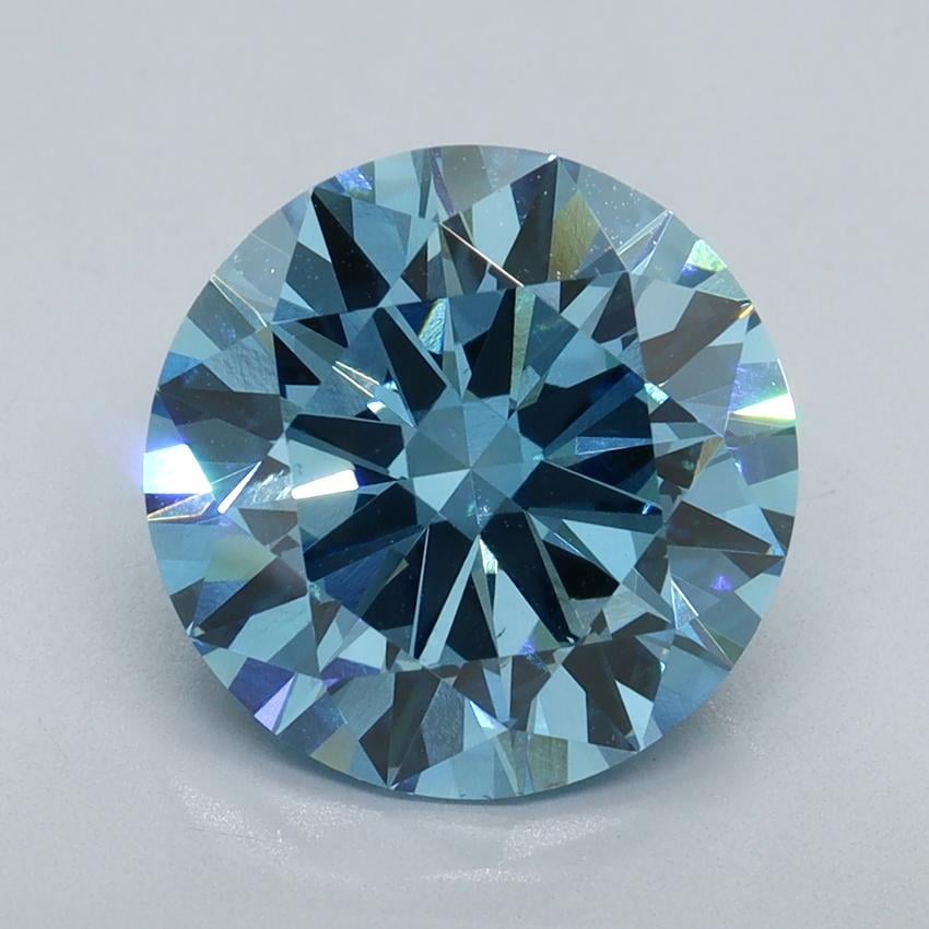 3.85 Ct. Fancy Vivid Malibu Blue Round Lab Grown Diamond