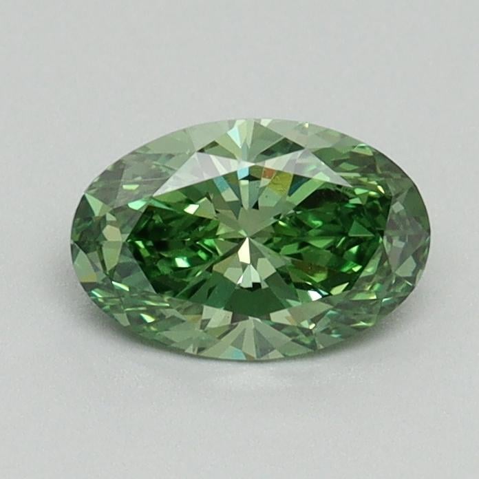 0.65 Ct. Fancy Vivid Green Oval Lab Grown Diamond