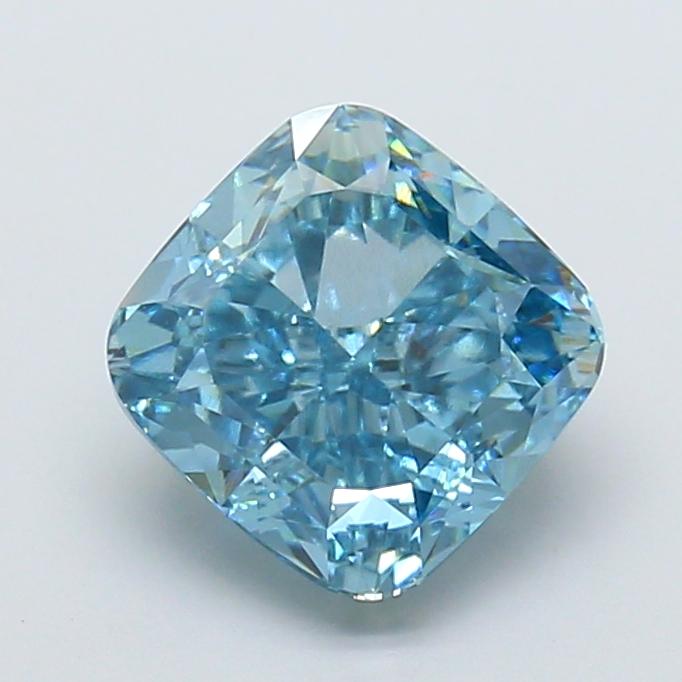 2.83 Ct. Fancy Vivid Blue Cushion Lab Grown Diamond