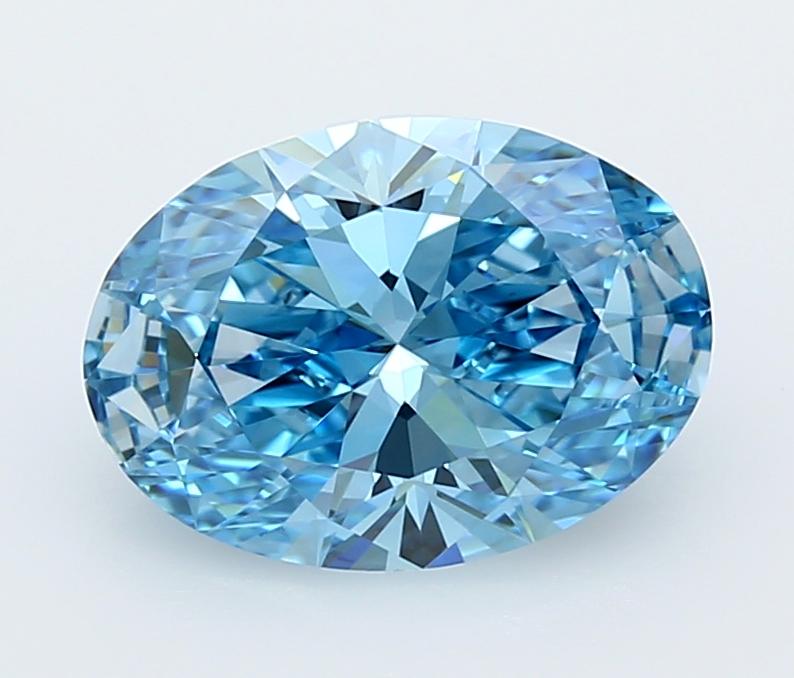 3.13 Ct. Fancy Vivid  Blue Oval Lab Grown Diamond