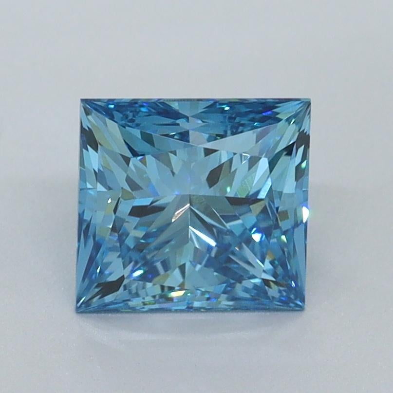 1.51 Ct. Fancy Vivid Malibu Blue Princess Lab Grown Diamond