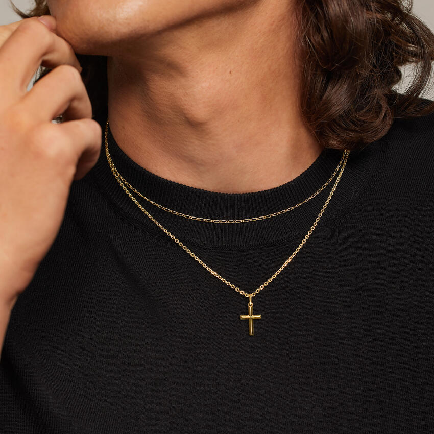 thumbnail image 2 of Men's 14K Gold Finish King Pendant & Chain Set – Stainless Steel Cubic Zirconia – Italy Made 2 of 5