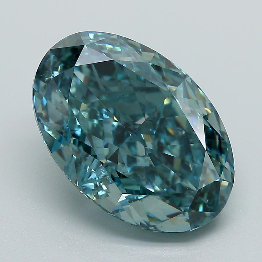 6.07 Ct. Fancy Vivid Bluish Green Oval Lab Grown Diamond