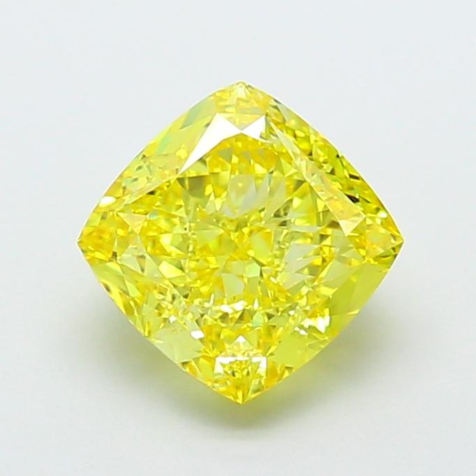 3.18 Ct. Fancy Vivid  Yellow Cushion Lab Grown Diamond
