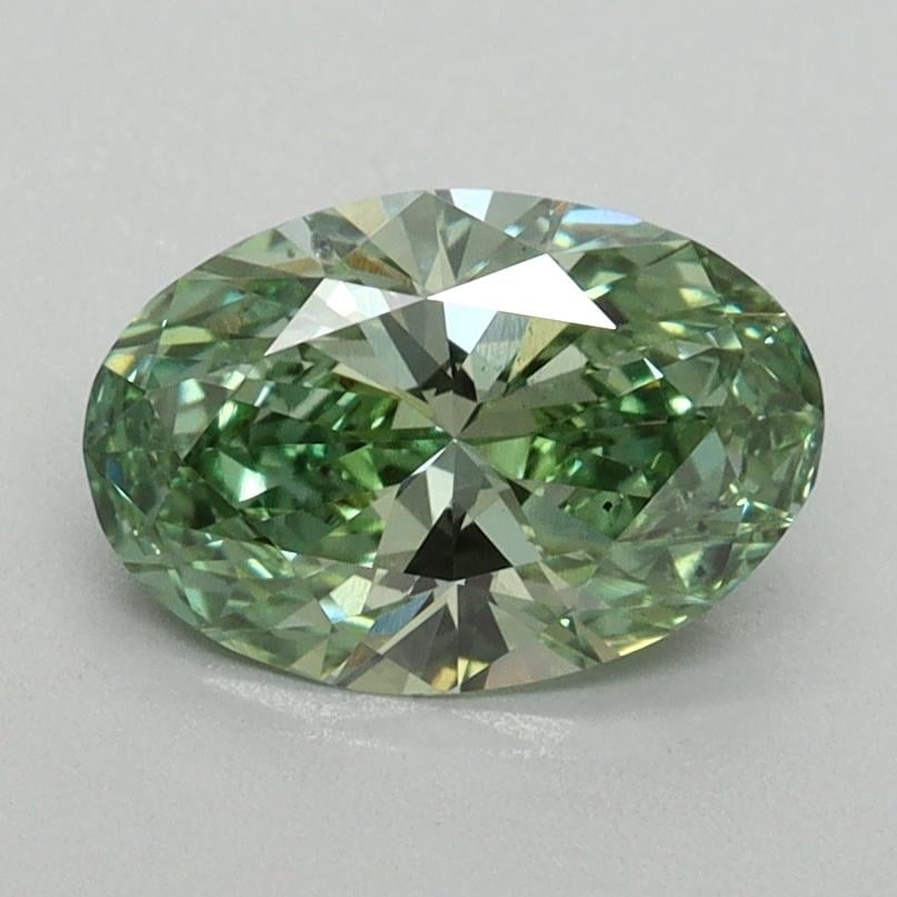 1.15 Ct. Fancy Vivid Green Oval Lab Grown Diamond