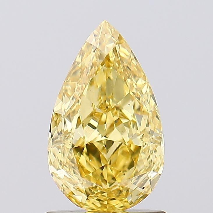 1.22 Ct. Fancy Vivid  Yellow Pear Lab Grown Diamond