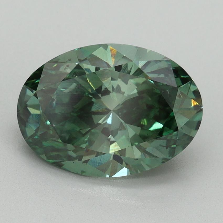 2.94 Ct. Fancy Vivid Pacific Green Oval Lab Grown Diamond