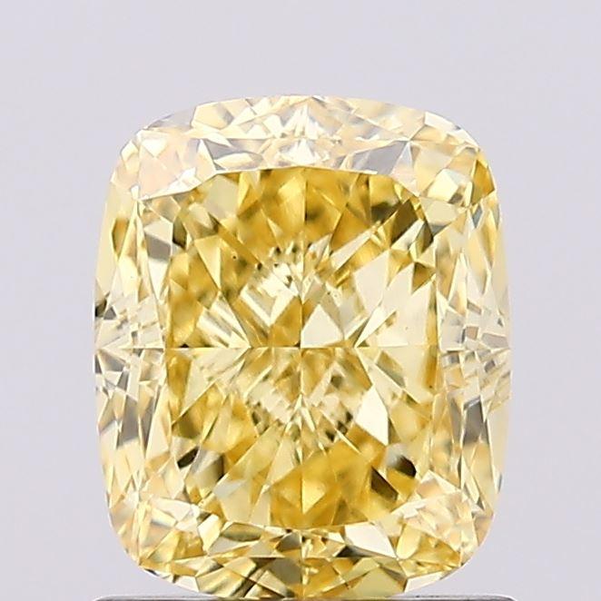 1.30 Ct. Fancy Intense Yellow Cushion Lab Grown Diamond