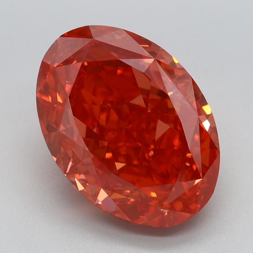 5.11 Ct. Fancy Vivid Orangy Pink Oval Lab Grown Diamond